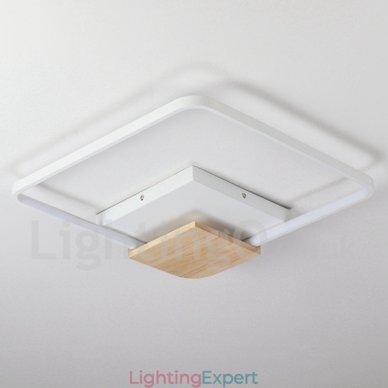 Dimmable White Square Wood Ceiling Light Ultrathin Ceiling Lamp Also Can Be Used As Wall Light