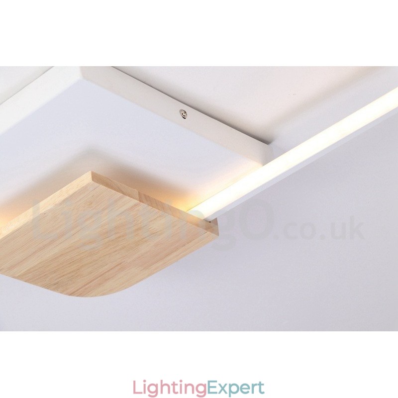 Dimmable White Square Wood Ceiling Light Ultrathin Ceiling Lamp Also Can Be Used As Wall Light