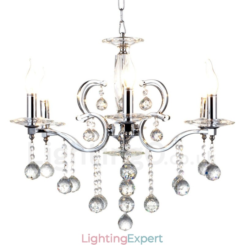 Chrome Elegant Crystal Candle Chandelier