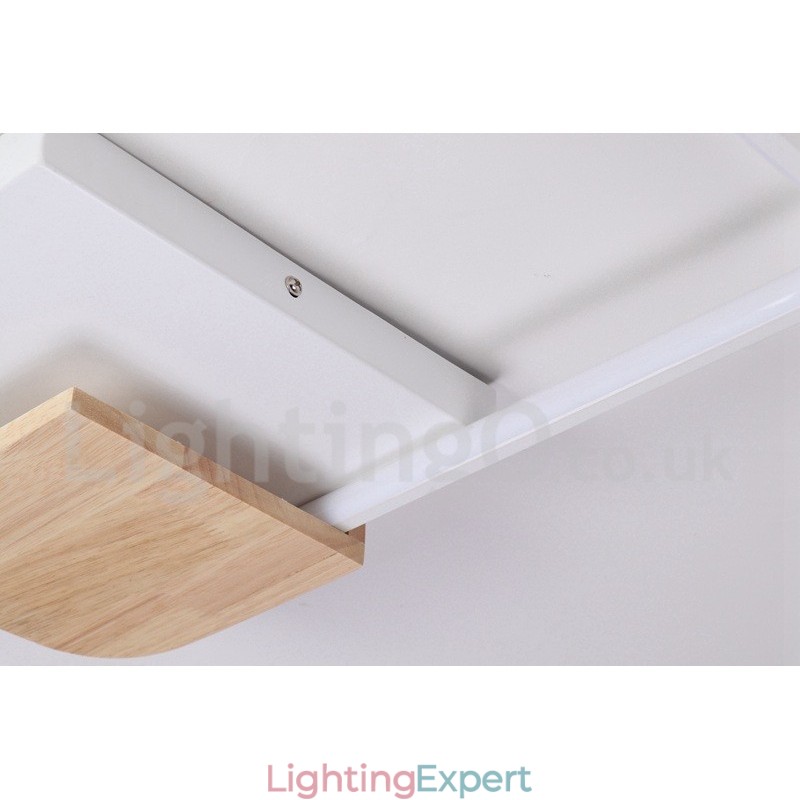 Dimmable White Square Wood Ceiling Light Ultrathin Ceiling Lamp Also Can Be Used As Wall Light