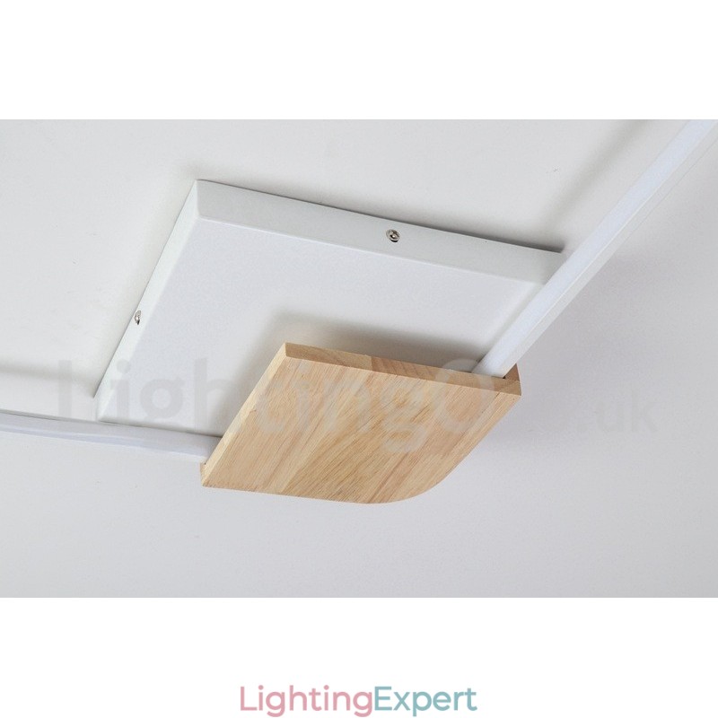 Dimmable White Square Wood Ceiling Light Ultrathin Ceiling Lamp Also Can Be Used As Wall Light