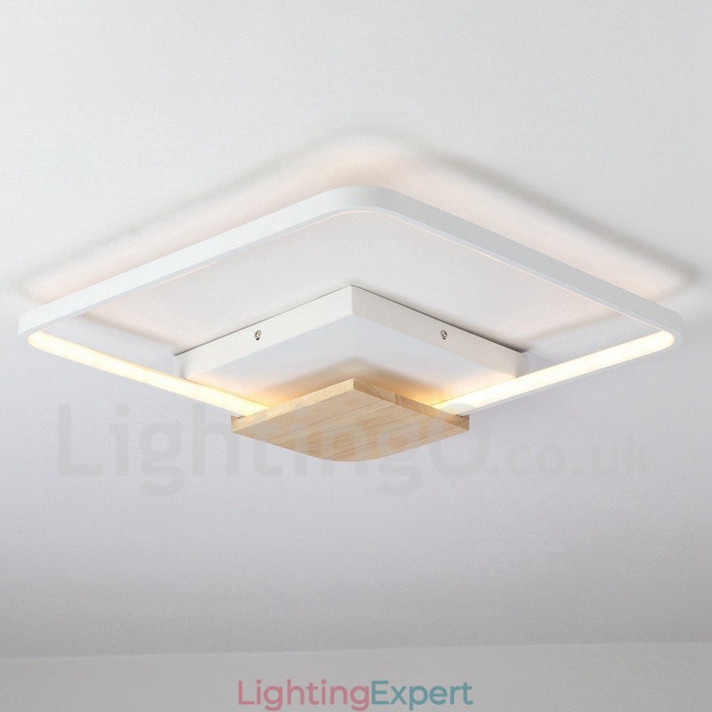Dimmable White Square Wood Ceiling Light Ultrathin Ceiling Lamp Also Can Be Used As Wall Light