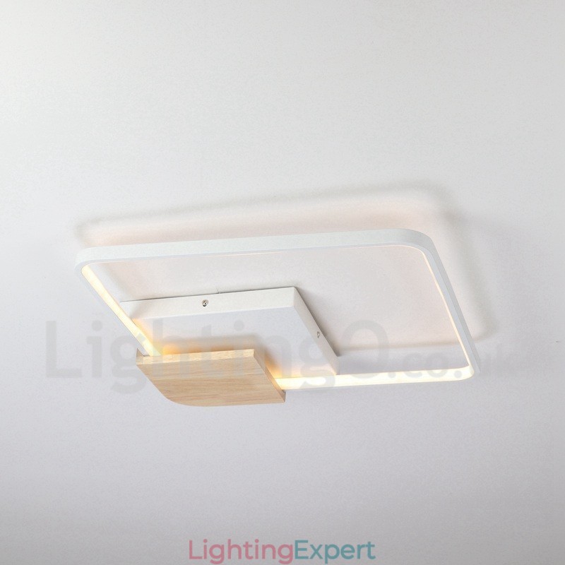 Dimmable White Square Wood Ceiling Light Ultrathin Ceiling Lamp Also Can Be Used As Wall Light