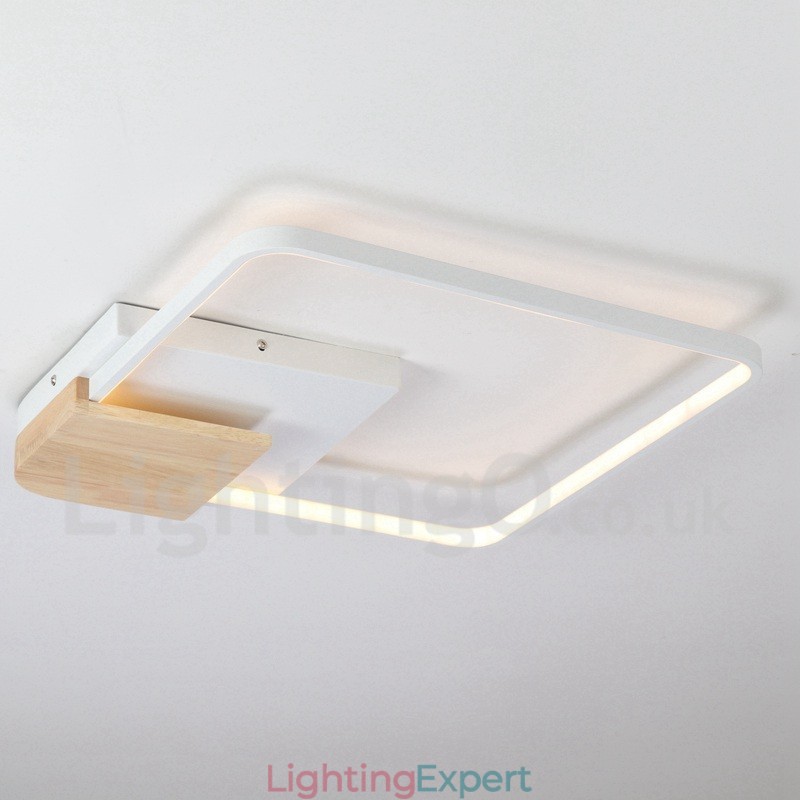 Dimmable White Square Wood Ceiling Light Ultrathin Ceiling Lamp Also Can Be Used As Wall Light