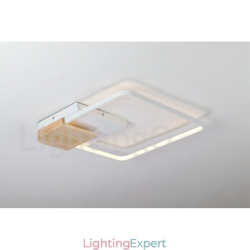 Dimmable White Square Wood Ceiling Light Ultrathin Ceiling Lamp Also Can Be Used As Wall Light