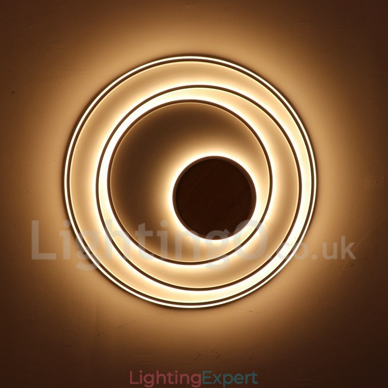 Dimmable White Rings Wood Ceiling Light Ultrathin Ceiling Lamp Also Can Be Used As Wall Light