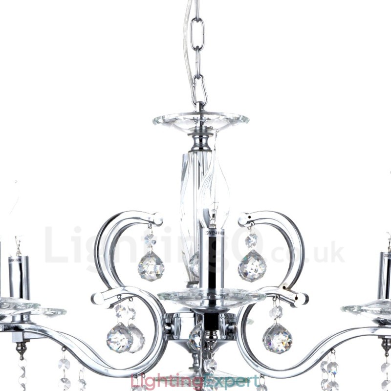 Chrome Elegant Crystal Candle Chandelier