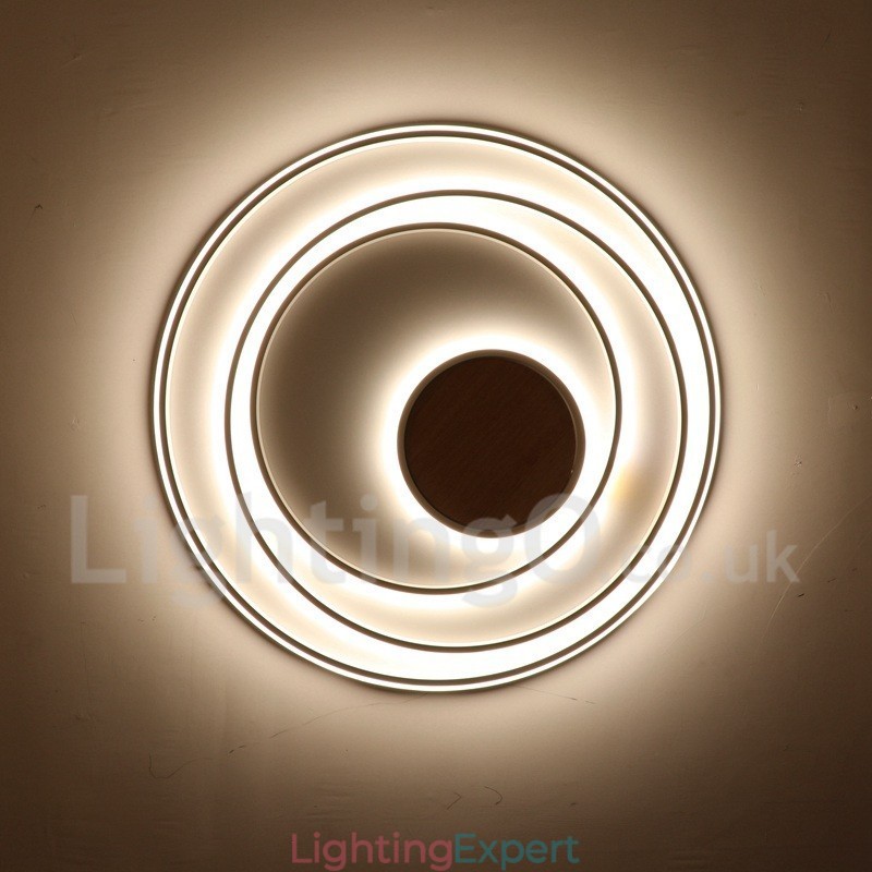 Dimmable White Rings Wood Ceiling Light Ultrathin Ceiling Lamp Also Can Be Used As Wall Light