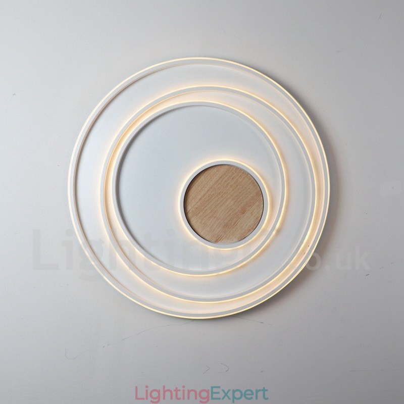 Dimmable White Rings Wood Ceiling Light Ultrathin Ceiling Lamp Also Can Be Used As Wall Light