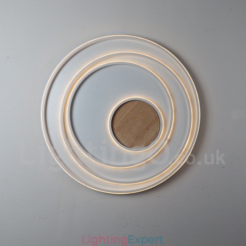 Dimmable White Rings Wood Ceiling Light Ultrathin Ceiling Lamp Also Can Be Used As Wall Light