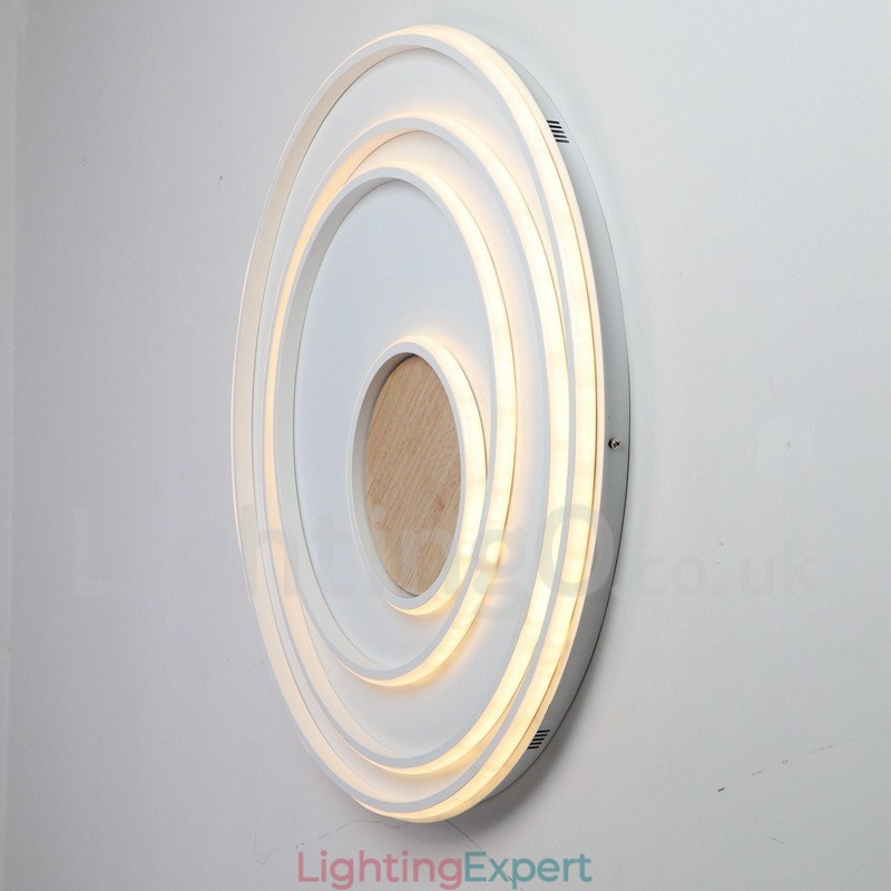 Dimmable White Rings Wood Ceiling Light Ultrathin Ceiling Lamp Also Can Be Used As Wall Light