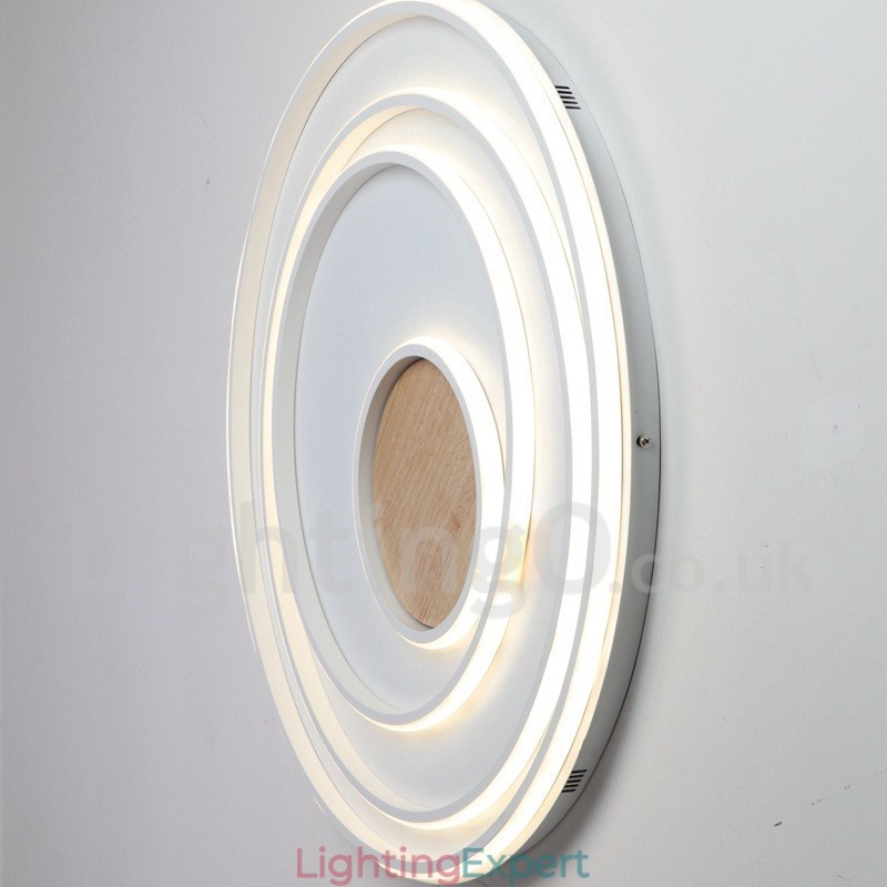 Dimmable White Rings Wood Ceiling Light Ultrathin Ceiling Lamp Also Can Be Used As Wall Light
