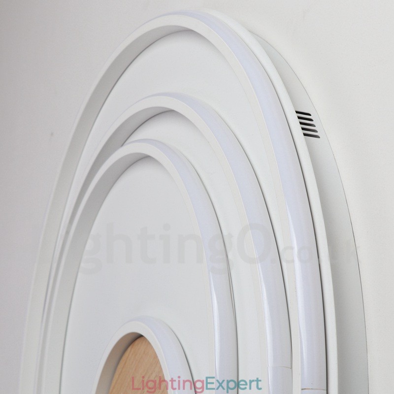 Dimmable White Rings Wood Ceiling Light Ultrathin Ceiling Lamp Also Can Be Used As Wall Light