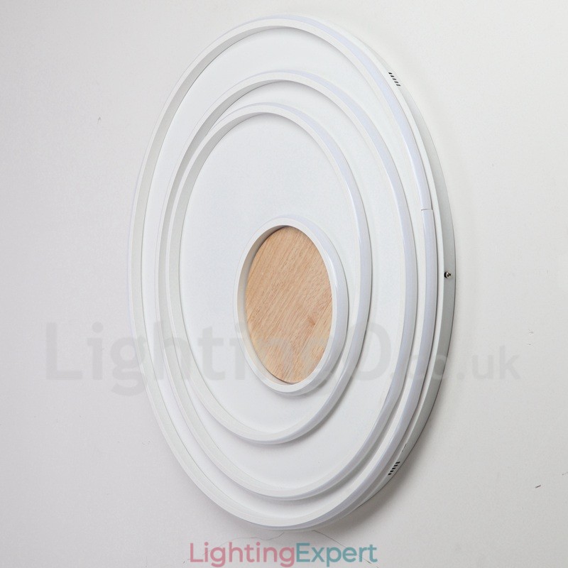 Dimmable White Rings Wood Ceiling Light Ultrathin Ceiling Lamp Also Can Be Used As Wall Light