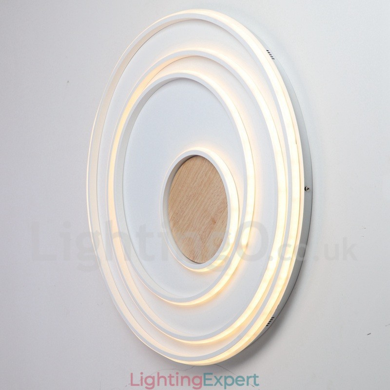 Dimmable White Rings Wood Ceiling Light Ultrathin Ceiling Lamp Also Can Be Used As Wall Light