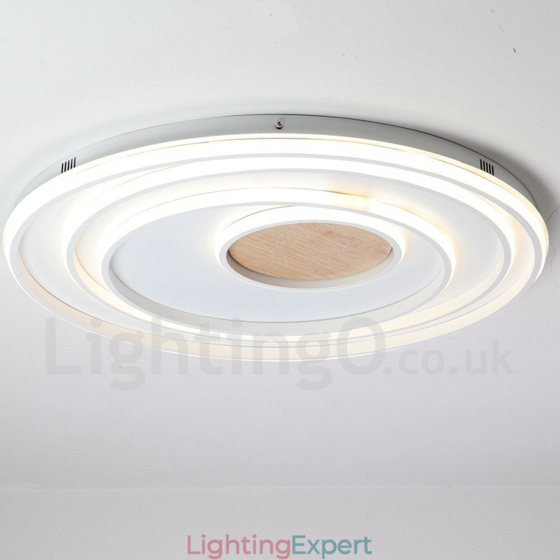 Dimmable White Rings Wood Ceiling Light Ultrathin Ceiling Lamp Also Can Be Used As Wall Light