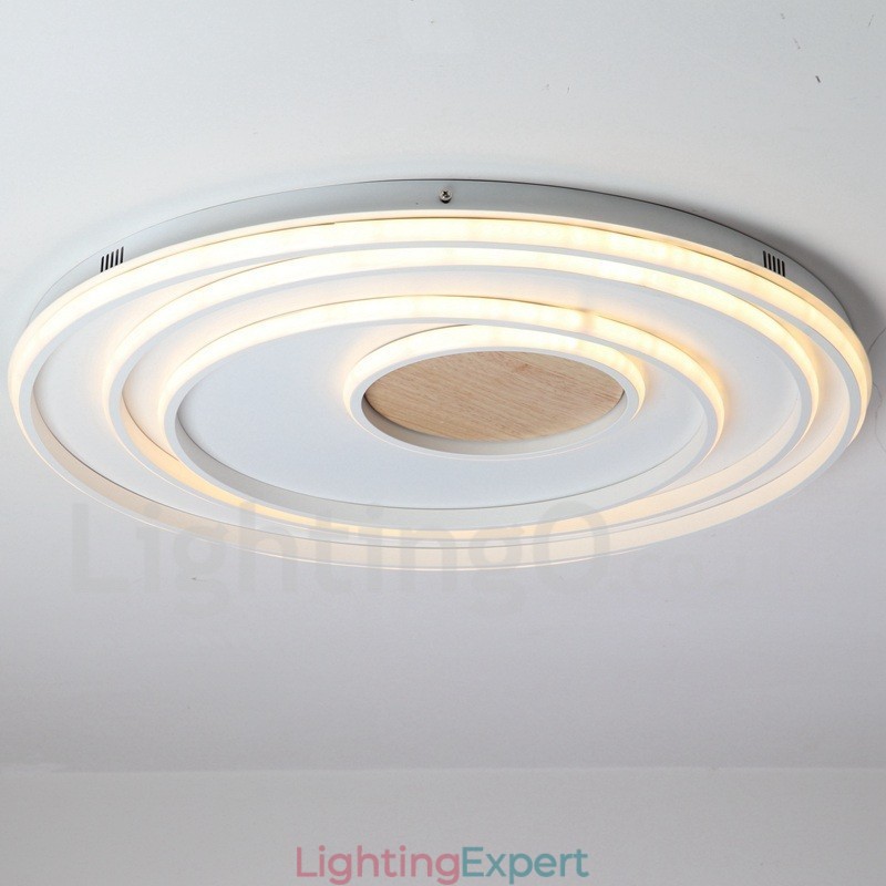 Dimmable White Rings Wood Ceiling Light Ultrathin Ceiling Lamp Also Can Be Used As Wall Light