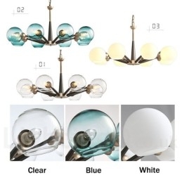 Retro Vintage Magic Bean Rustic Chandelier with Multi Colours Glass Shades
