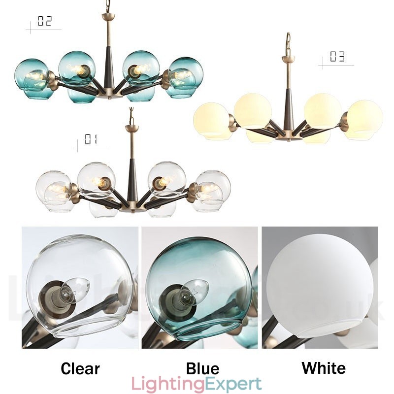 Retro Vintage Magic Bean Rustic Chandelier with Multi Colours Glass Shades