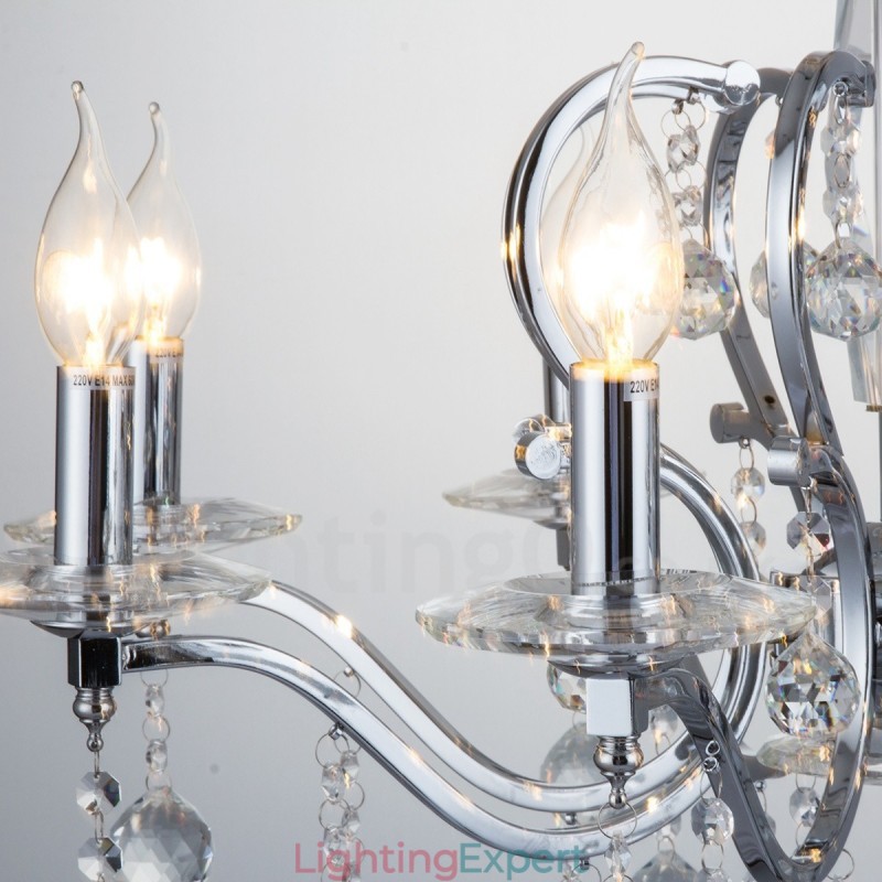 Chrome Elegant Crystal Candle Chandelier