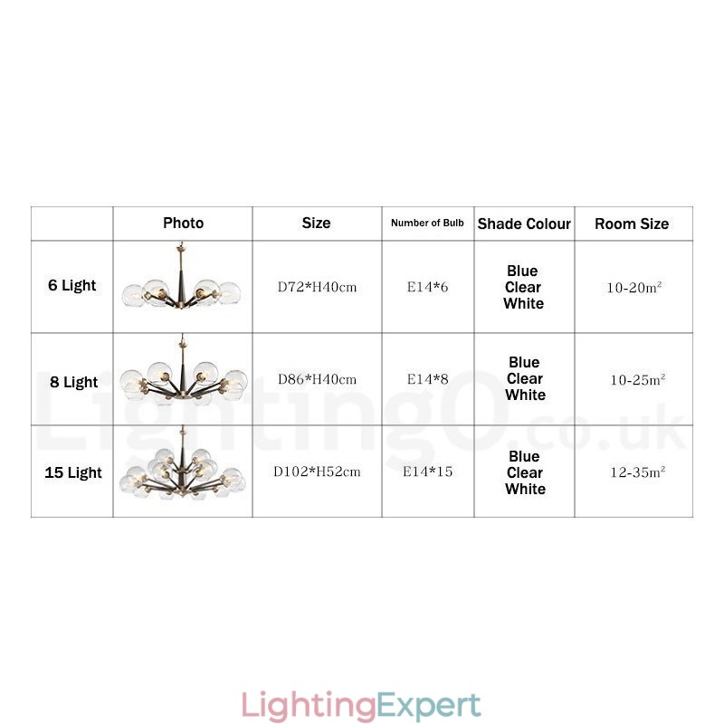 Retro Vintage Magic Bean Rustic Chandelier with Multi Colours Glass Shades