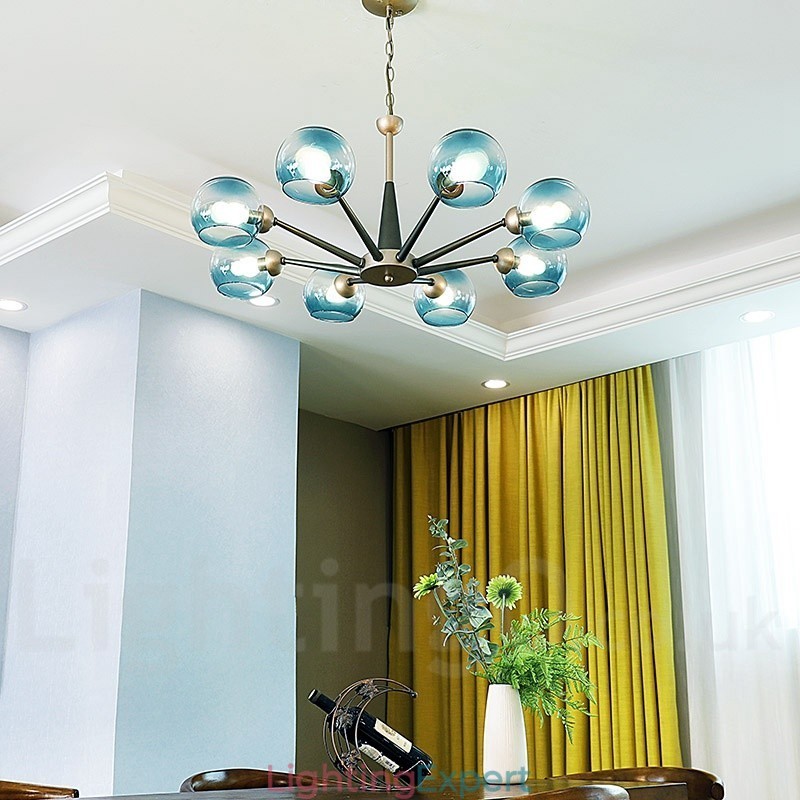 Retro Vintage Magic Bean Rustic Chandelier with Multi Colours Glass Shades