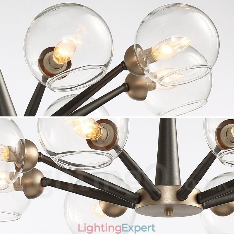 Retro Vintage Magic Bean Rustic Chandelier with Multi Colours Glass Shades