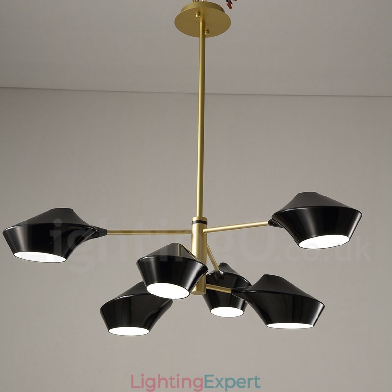 Modern Contemporary Pipe Chandelier with White Black Acrylic Shades