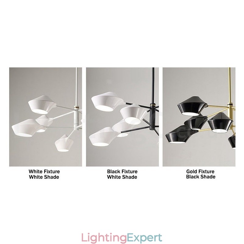 Modern Contemporary Pipe Chandelier with White Black Acrylic Shades