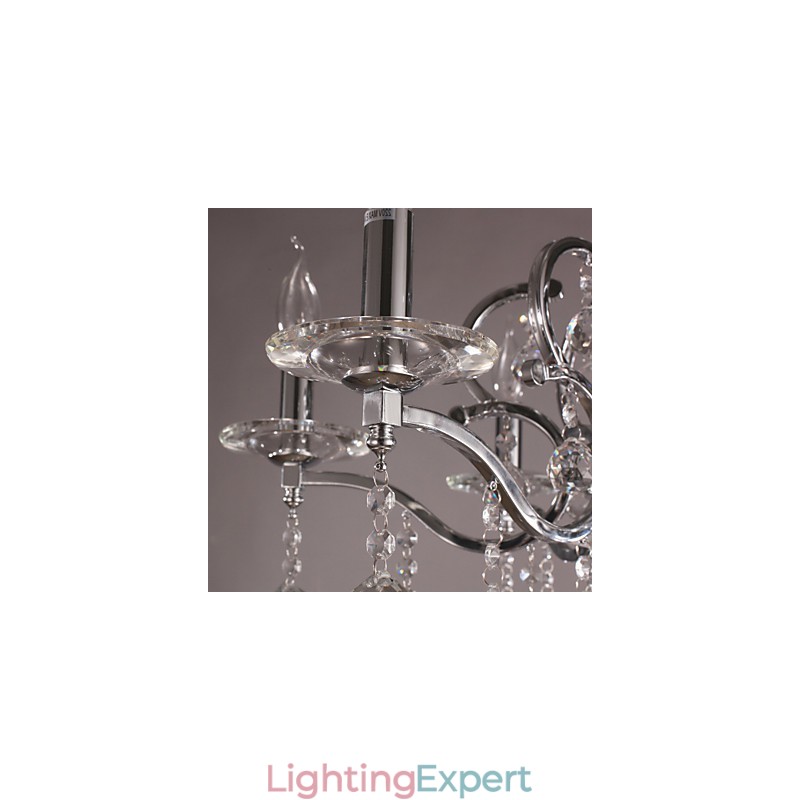 Chrome Elegant Crystal Candle Chandelier