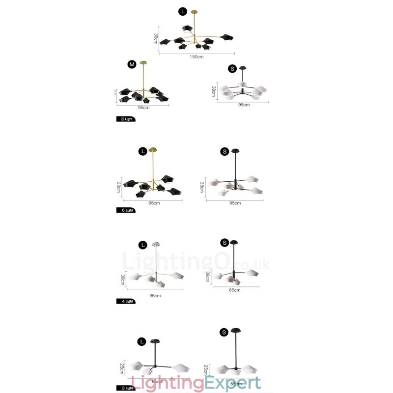 Modern Contemporary Pipe Chandelier with White Black Acrylic Shades