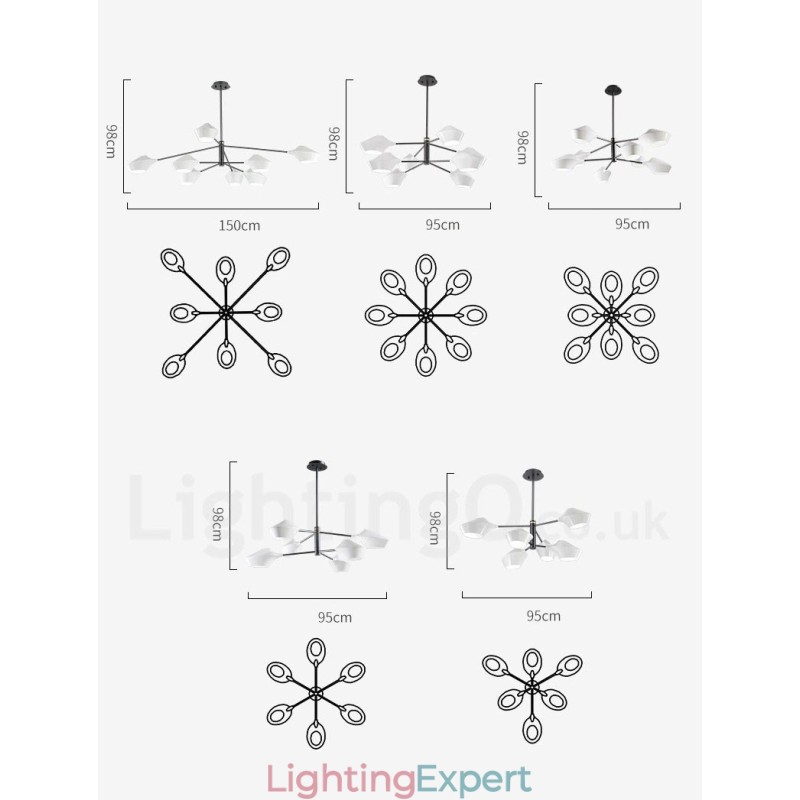 Modern Contemporary Pipe Chandelier with White Black Acrylic Shades