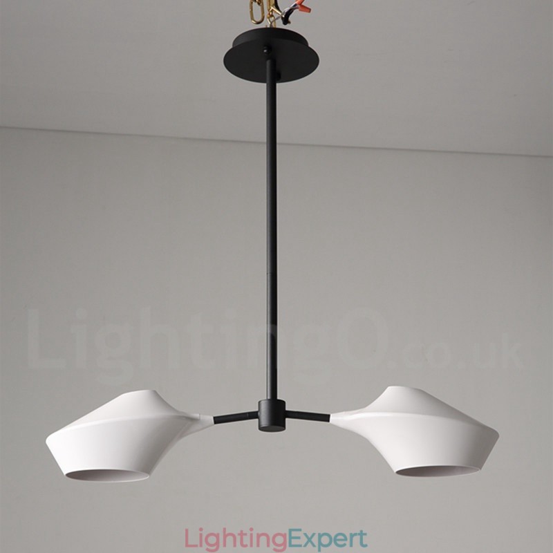 Modern Contemporary Pipe Chandelier with White Black Acrylic Shades