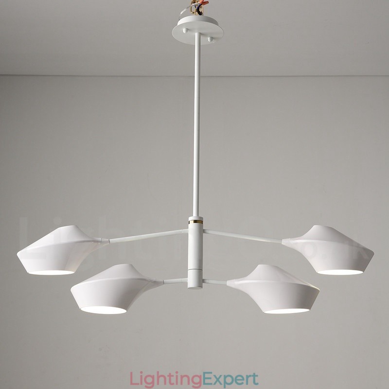 Modern Contemporary Pipe Chandelier with White Black Acrylic Shades