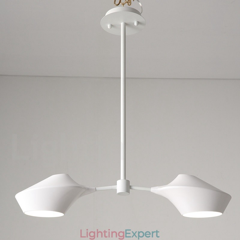 Modern Contemporary Pipe Chandelier with White Black Acrylic Shades