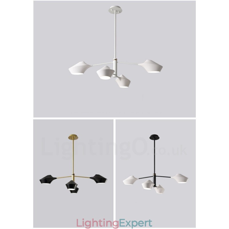 Modern Contemporary Pipe Chandelier with White Black Acrylic Shades