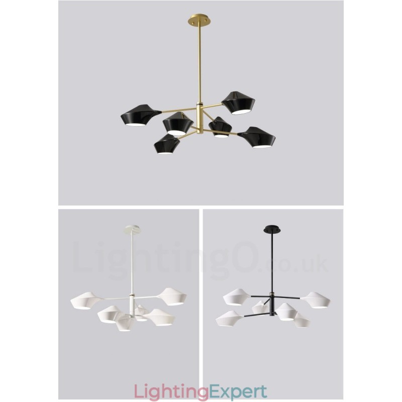 Modern Contemporary Pipe Chandelier with White Black Acrylic Shades