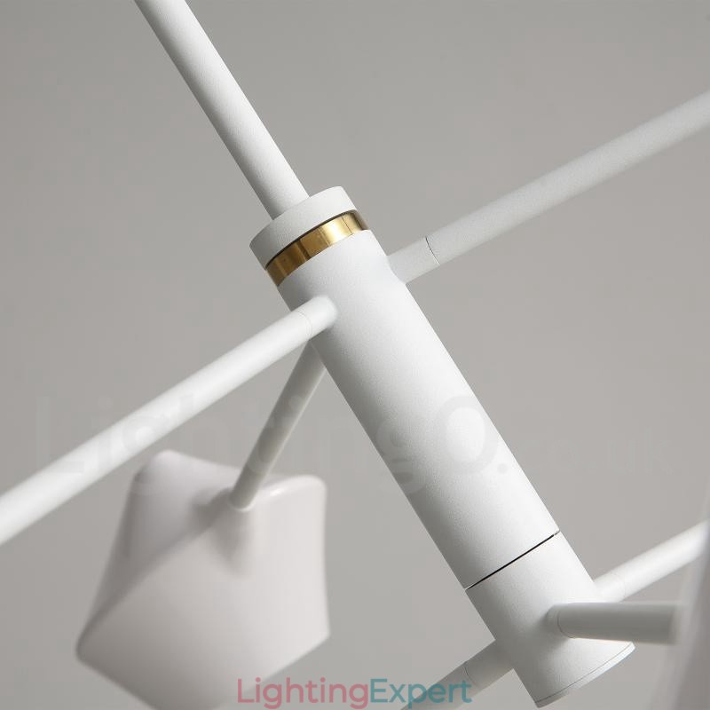 Modern Contemporary Pipe Chandelier with White Black Acrylic Shades