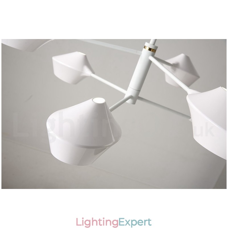 Modern Contemporary Pipe Chandelier with White Black Acrylic Shades