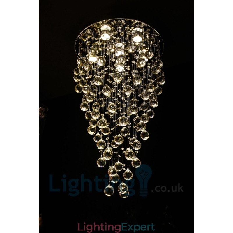 6 Light Modern K9 Crystal Round Flush Mount Ceiling Light