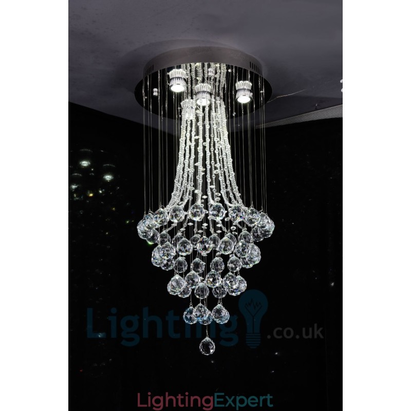 4 Light Modern K9 Crystal Round Flush Mount Ceiling Light