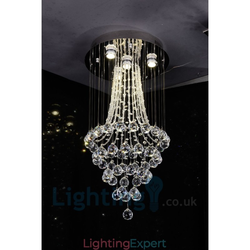 4 Light Modern K9 Crystal Round Flush Mount Ceiling Light