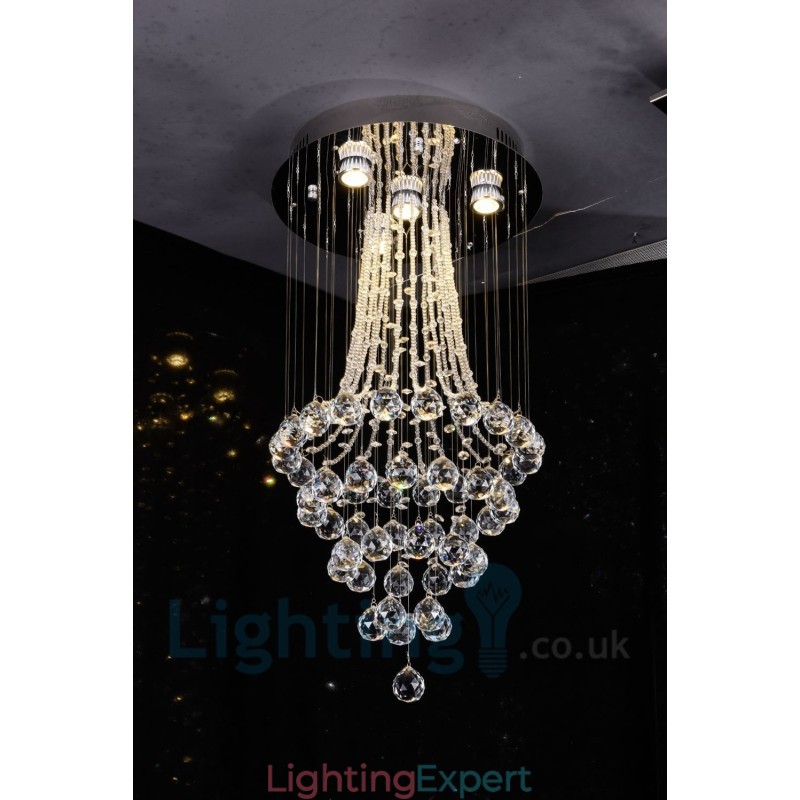4 Light Modern K9 Crystal Round Flush Mount Ceiling Light