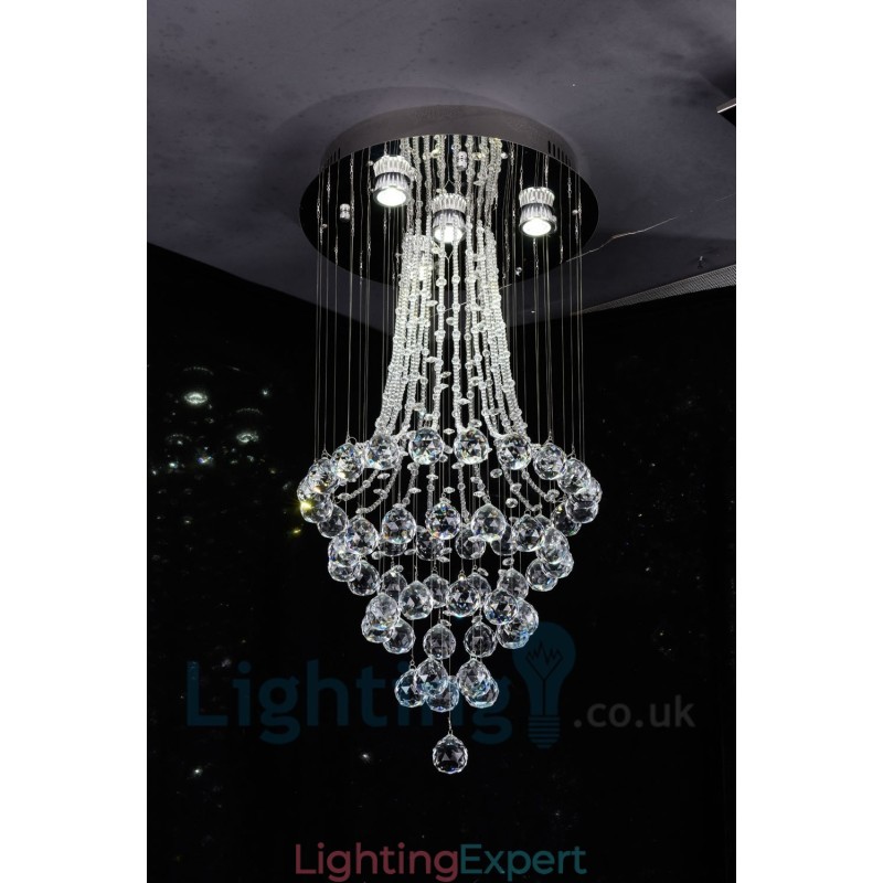 4 Light Modern K9 Crystal Round Flush Mount Ceiling Light