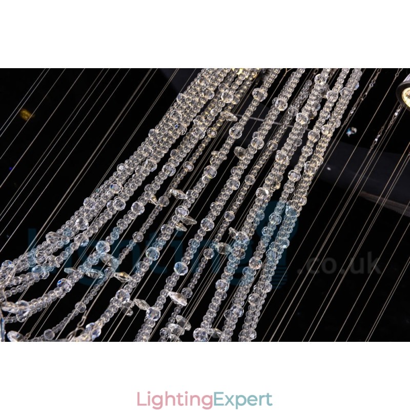 4 Light Modern K9 Crystal Round Flush Mount Ceiling Light