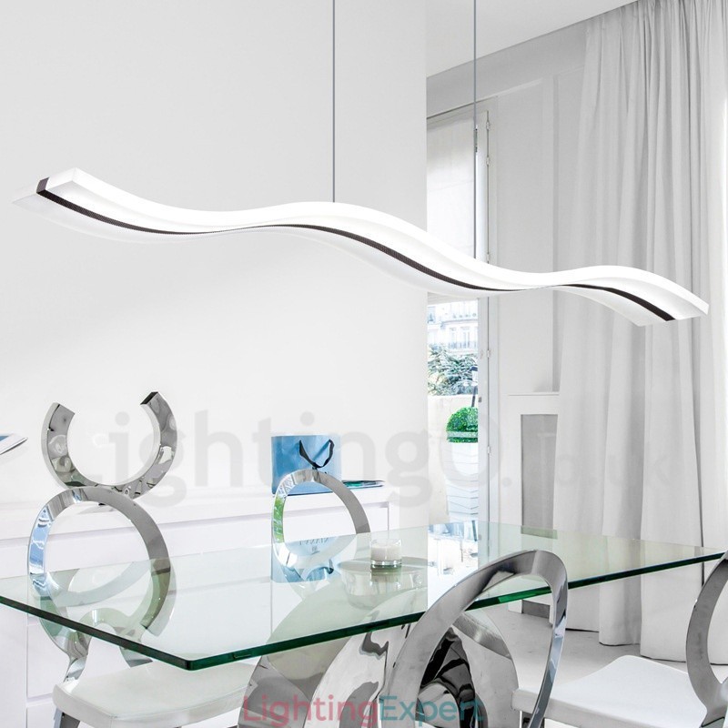 Dimmable Linear Pendant Light with Remote Control Modern Design