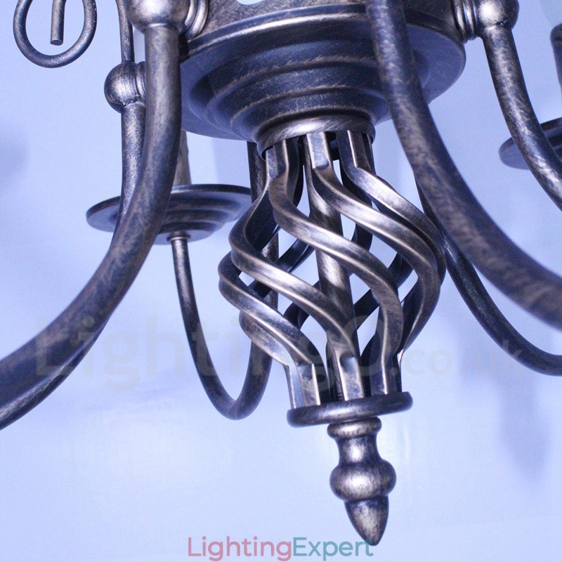 6 Light Rustic Retro Vintage Black White Pendant Candle Chandelier