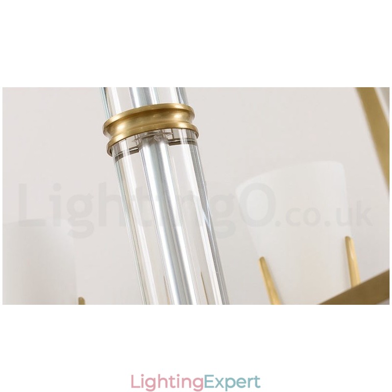 Retro Vintage Brass Crystals Pendant Candle Chandelier with Glass Shades