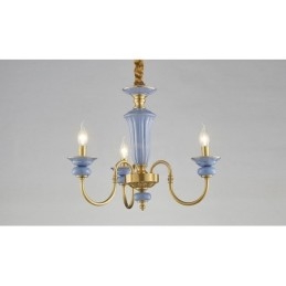 Retro Vintage Brass Ceramics Pendant Candle Chandelier