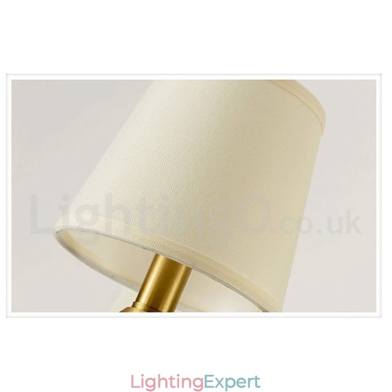 Pure Brass Luxurious Rustic Retro Vintage Brass Ceramics Pendant Candle Chandelier with Fabric Shades